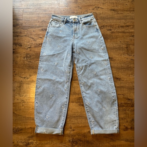 Risen Light Blue Embroidered Women’s Jeans - Picture 3 of 5